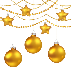 gold christmas balls and stars